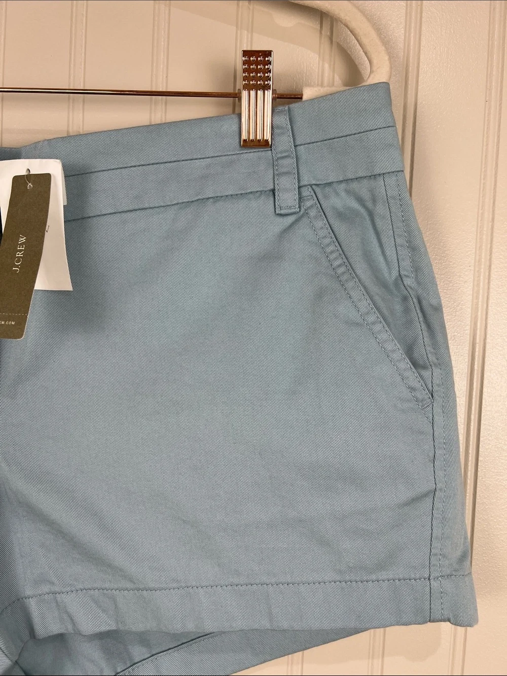 NWT J Crew 100% Cotton Chino Shorts Light Blue Size 10